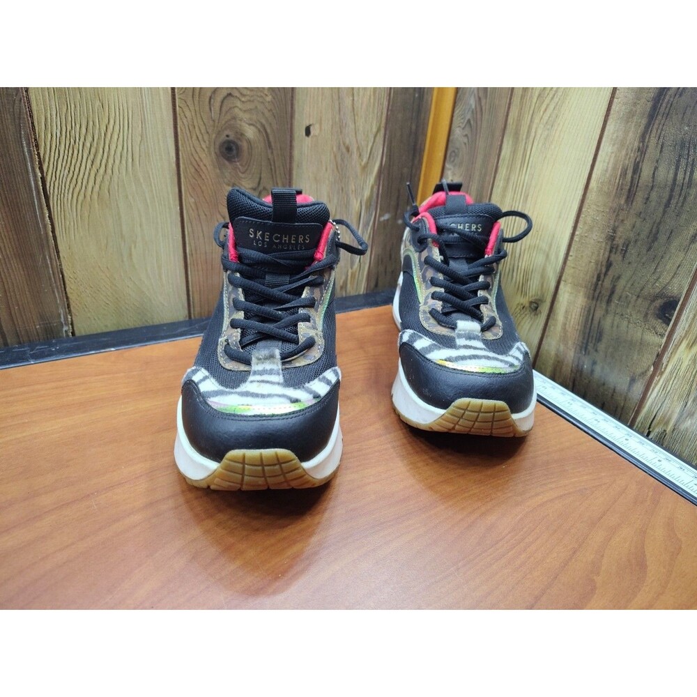 Sketchers Los Angeles The Hunt Shoes Womens 9.5 Black Animal Print Chunky - Picture 2 of 10